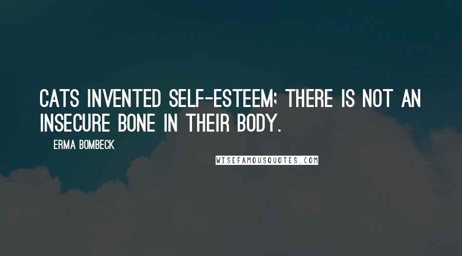 Erma Bombeck Quotes: Cats invented self-esteem; there is not an insecure bone in their body.