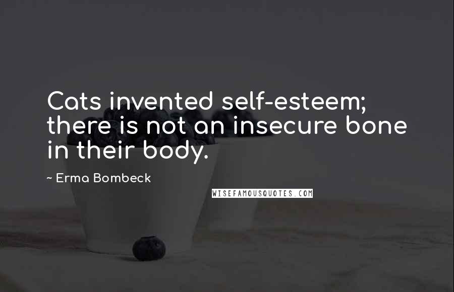 Erma Bombeck Quotes: Cats invented self-esteem; there is not an insecure bone in their body.