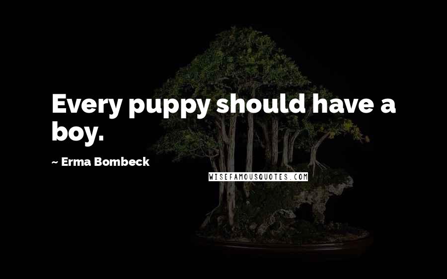 Erma Bombeck Quotes: Every puppy should have a boy.