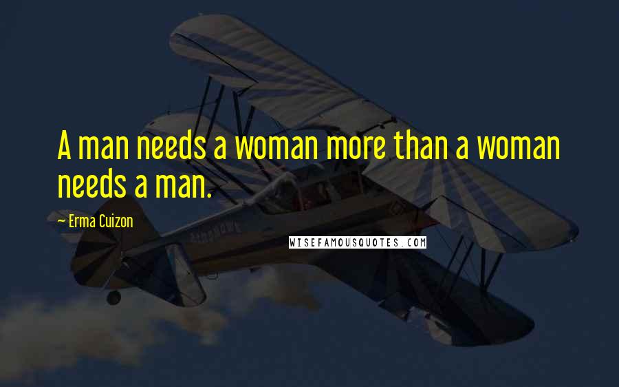 Erma Cuizon Quotes: A man needs a woman more than a woman needs a man.