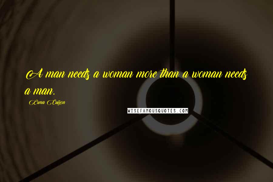 Erma Cuizon Quotes: A man needs a woman more than a woman needs a man.