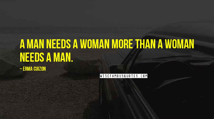 Erma Cuizon Quotes: A man needs a woman more than a woman needs a man.