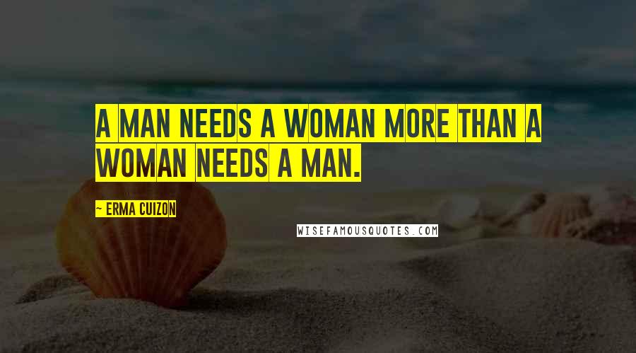 Erma Cuizon Quotes: A man needs a woman more than a woman needs a man.