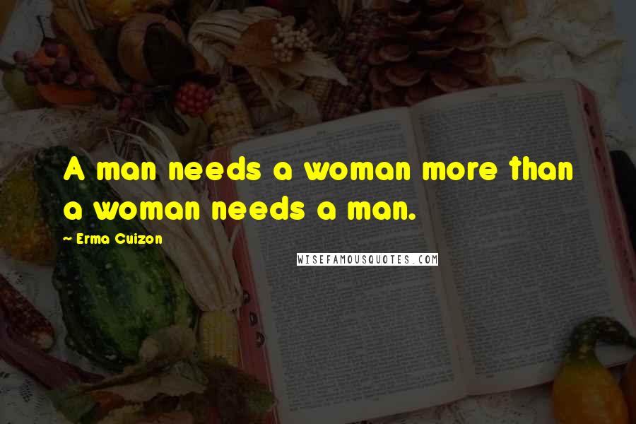 Erma Cuizon Quotes: A man needs a woman more than a woman needs a man.