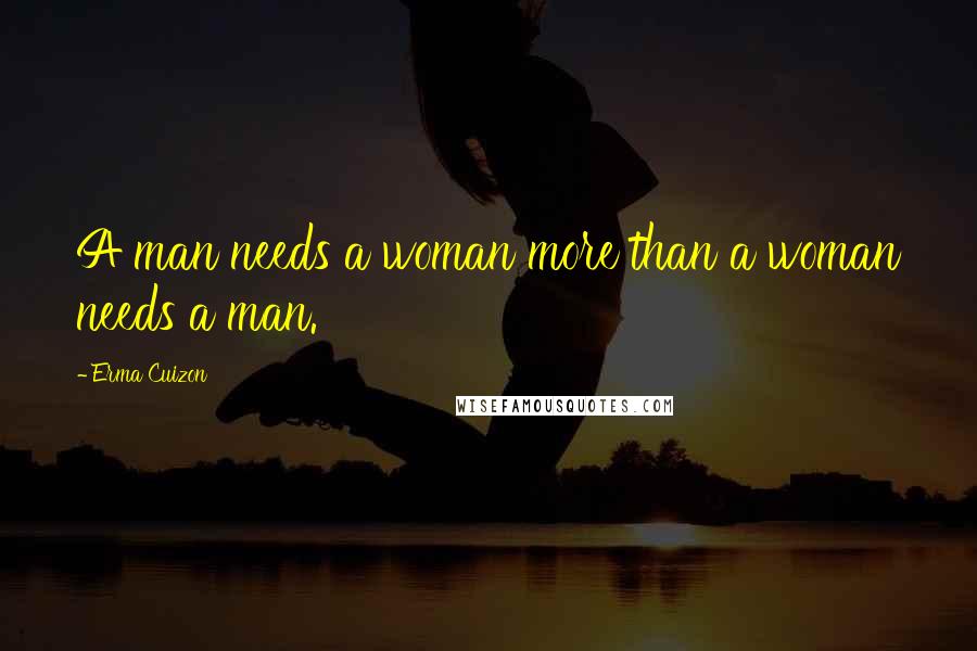 Erma Cuizon Quotes: A man needs a woman more than a woman needs a man.