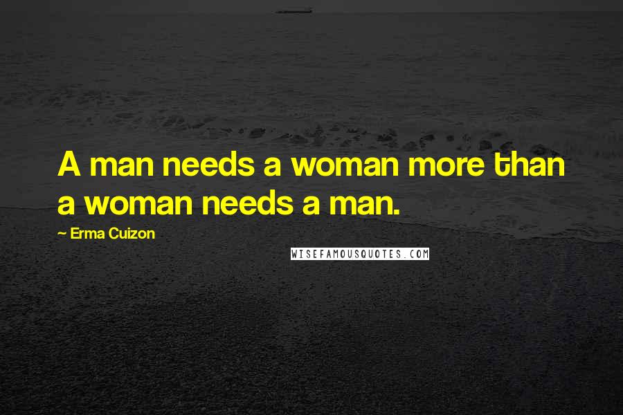 Erma Cuizon Quotes: A man needs a woman more than a woman needs a man.
