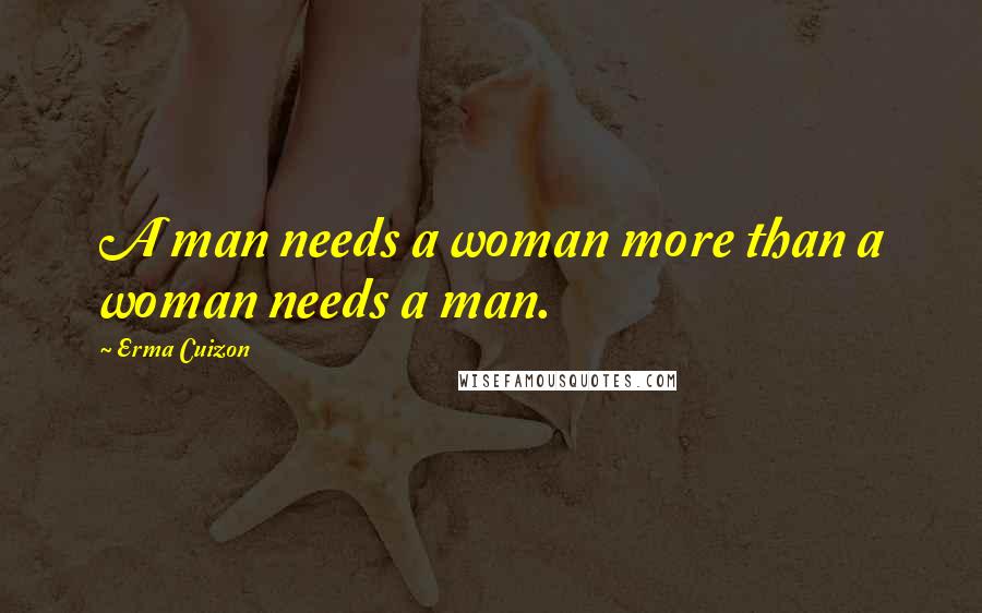 Erma Cuizon Quotes: A man needs a woman more than a woman needs a man.