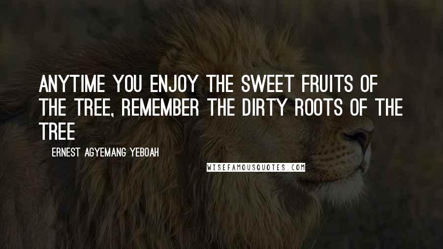 Ernest Agyemang Yeboah Quotes: anytime you enjoy the sweet fruits of the tree, remember the dirty roots of the tree