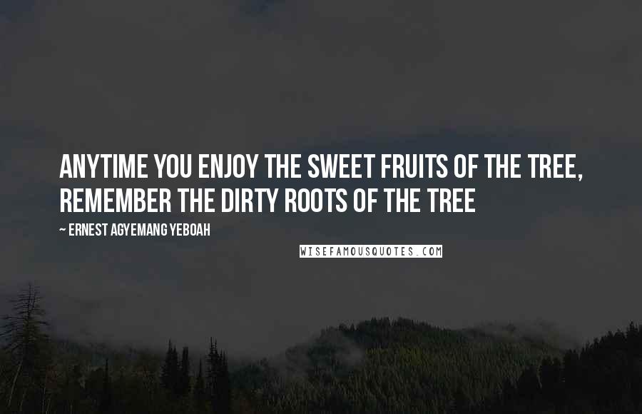 Ernest Agyemang Yeboah Quotes: anytime you enjoy the sweet fruits of the tree, remember the dirty roots of the tree