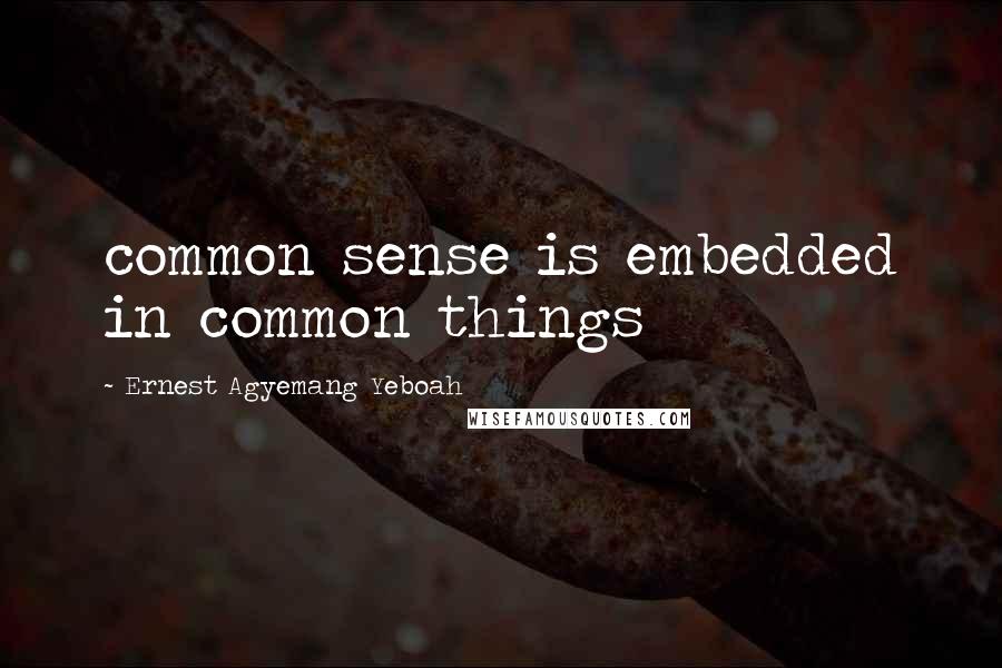 Ernest Agyemang Yeboah Quotes: common sense is embedded in common things