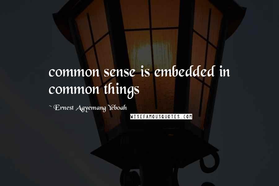 Ernest Agyemang Yeboah Quotes: common sense is embedded in common things