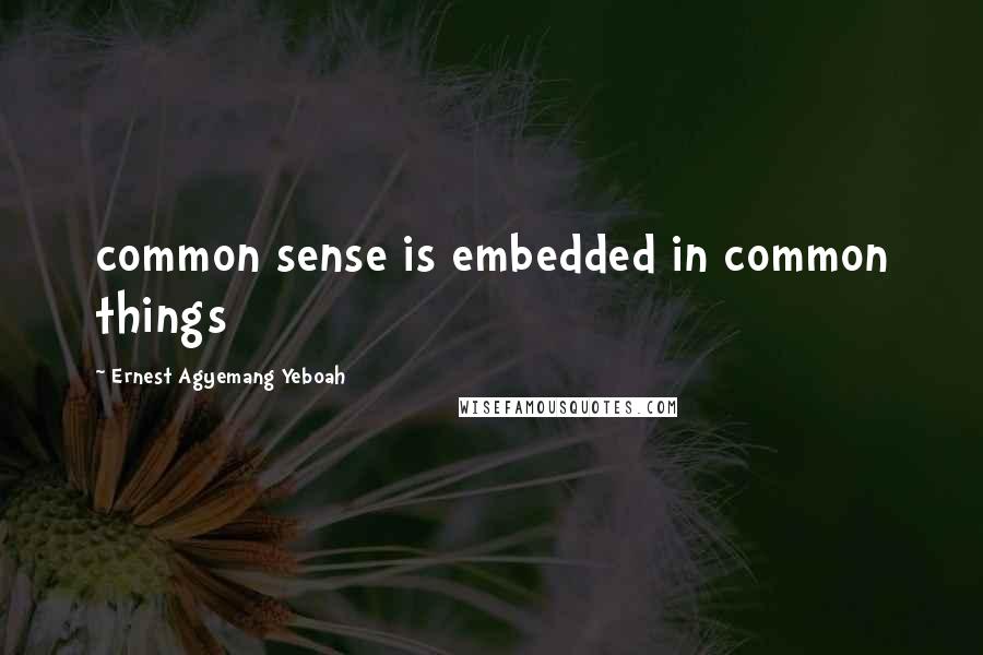 Ernest Agyemang Yeboah Quotes: common sense is embedded in common things