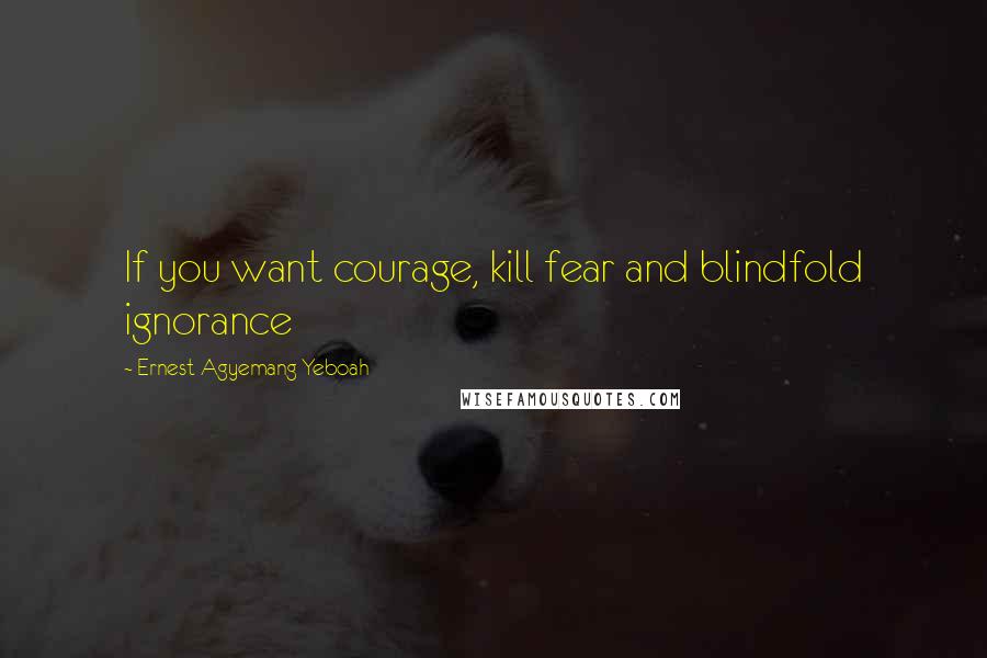 Ernest Agyemang Yeboah Quotes: If you want courage, kill fear and blindfold ignorance