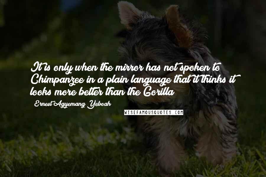 Ernest Agyemang Yeboah Quotes: It is only when the mirror has not spoken to Chimpanzee in a plain language that it thinks it looks more better than the Gorilla