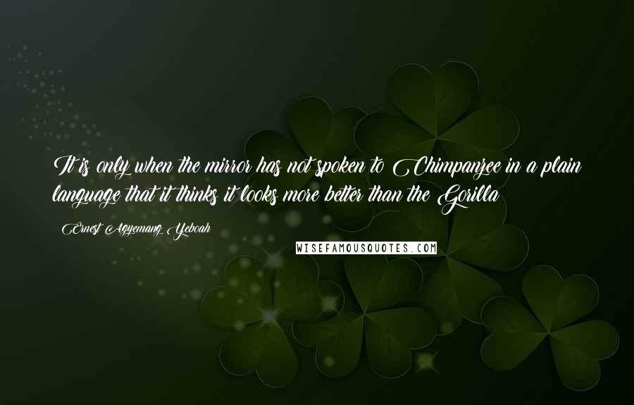 Ernest Agyemang Yeboah Quotes: It is only when the mirror has not spoken to Chimpanzee in a plain language that it thinks it looks more better than the Gorilla