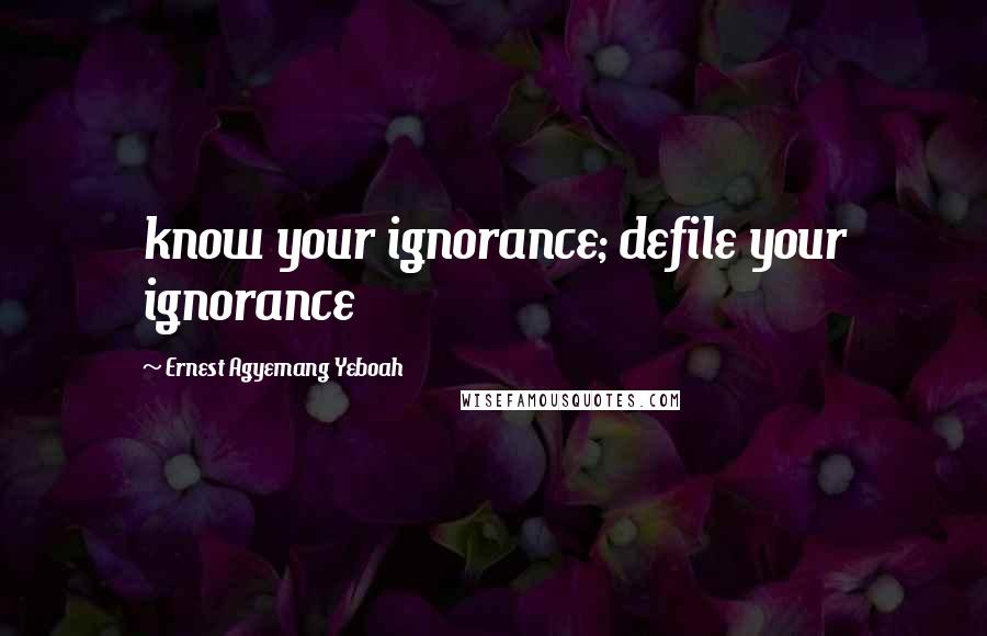 Ernest Agyemang Yeboah Quotes: know your ignorance; defile your ignorance