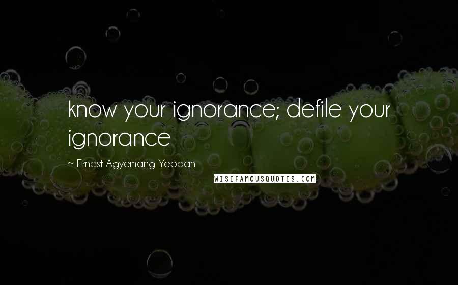 Ernest Agyemang Yeboah Quotes: know your ignorance; defile your ignorance