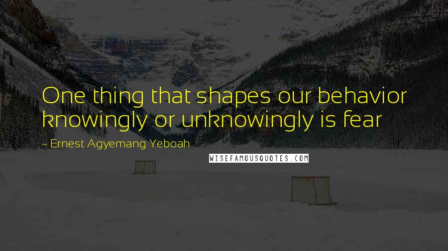 Ernest Agyemang Yeboah Quotes: One thing that shapes our behavior knowingly or unknowingly is fear