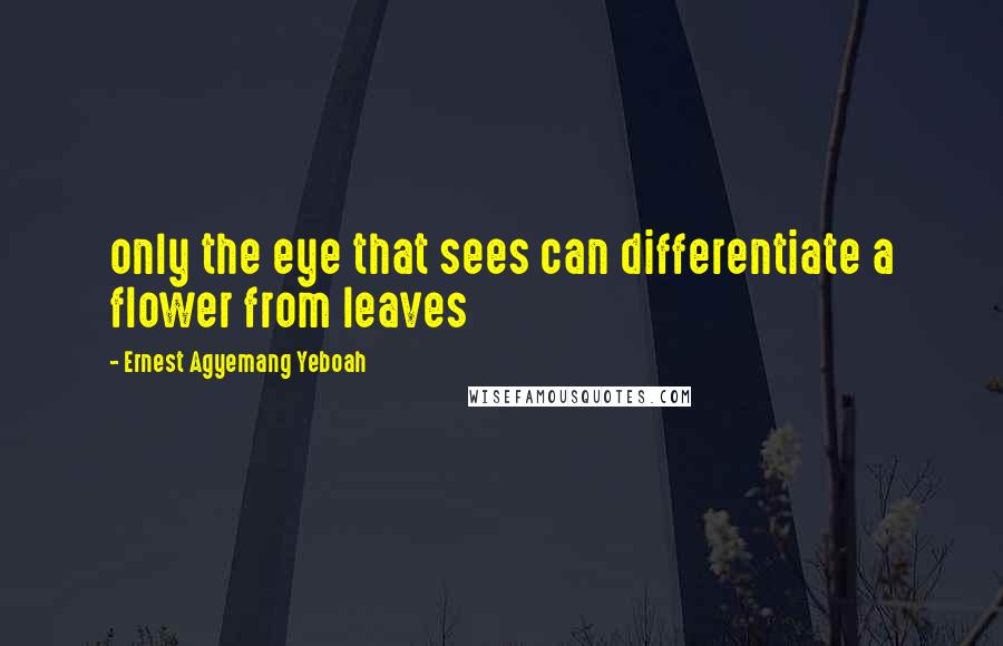 Ernest Agyemang Yeboah Quotes: only the eye that sees can differentiate a flower from leaves