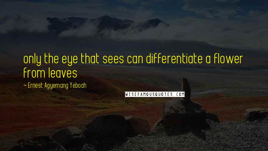 Ernest Agyemang Yeboah Quotes: only the eye that sees can differentiate a flower from leaves