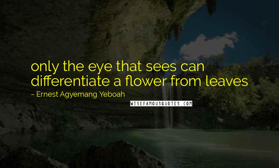 Ernest Agyemang Yeboah Quotes: only the eye that sees can differentiate a flower from leaves