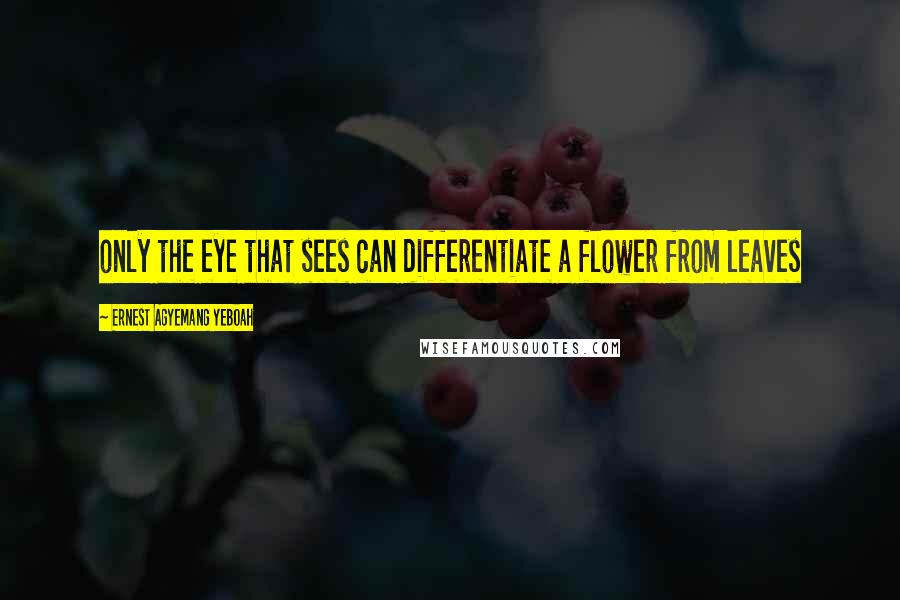 Ernest Agyemang Yeboah Quotes: only the eye that sees can differentiate a flower from leaves