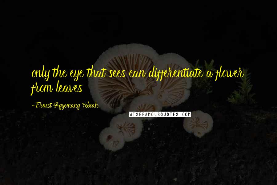 Ernest Agyemang Yeboah Quotes: only the eye that sees can differentiate a flower from leaves