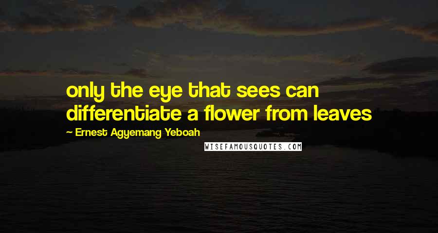 Ernest Agyemang Yeboah Quotes: only the eye that sees can differentiate a flower from leaves