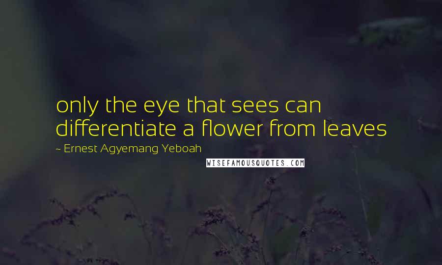 Ernest Agyemang Yeboah Quotes: only the eye that sees can differentiate a flower from leaves