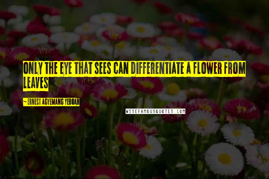 Ernest Agyemang Yeboah Quotes: only the eye that sees can differentiate a flower from leaves