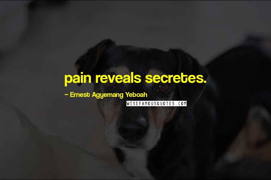 Ernest Agyemang Yeboah Quotes: pain reveals secretes.