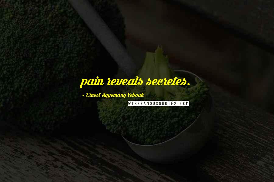 Ernest Agyemang Yeboah Quotes: pain reveals secretes.