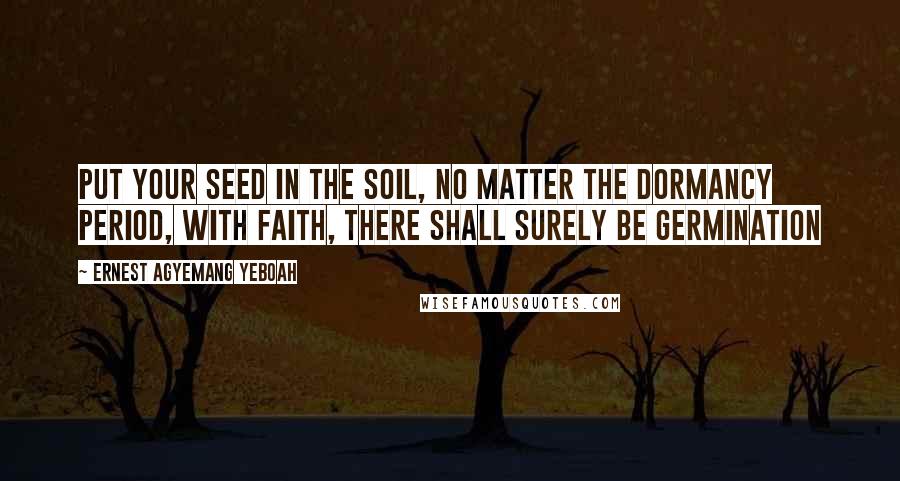 Ernest Agyemang Yeboah Quotes: Put your seed in the soil, no matter the dormancy period, with faith, there shall surely be germination