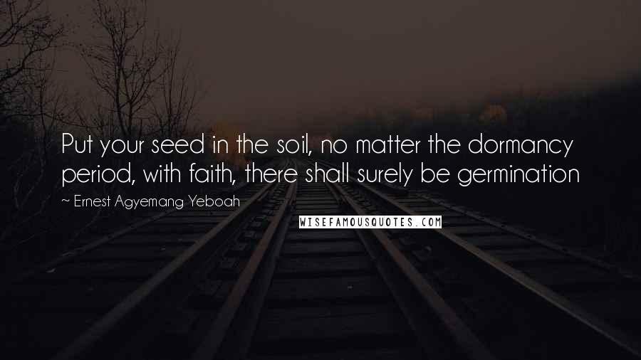 Ernest Agyemang Yeboah Quotes: Put your seed in the soil, no matter the dormancy period, with faith, there shall surely be germination