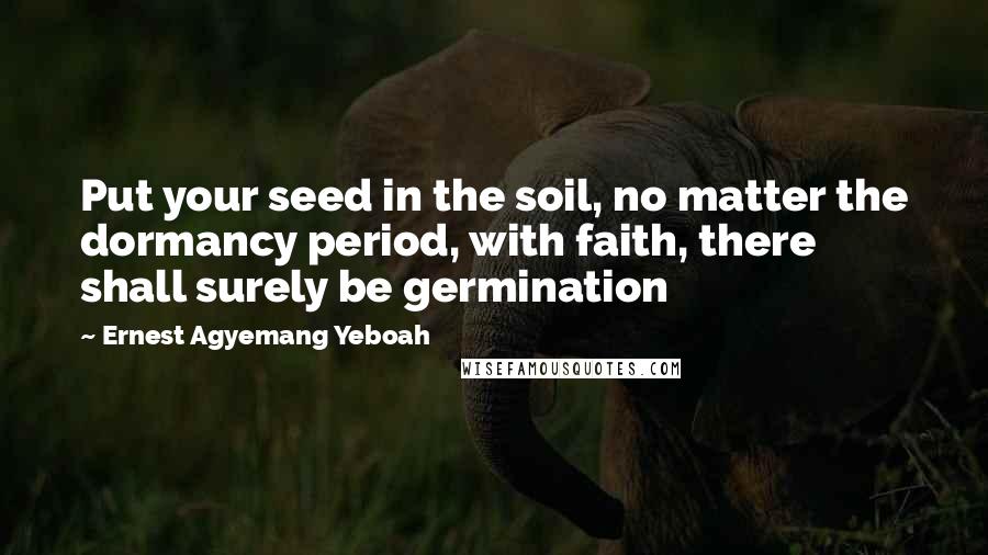 Ernest Agyemang Yeboah Quotes: Put your seed in the soil, no matter the dormancy period, with faith, there shall surely be germination