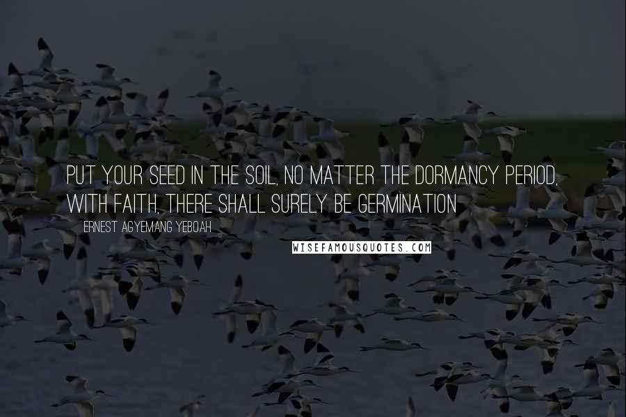 Ernest Agyemang Yeboah Quotes: Put your seed in the soil, no matter the dormancy period, with faith, there shall surely be germination