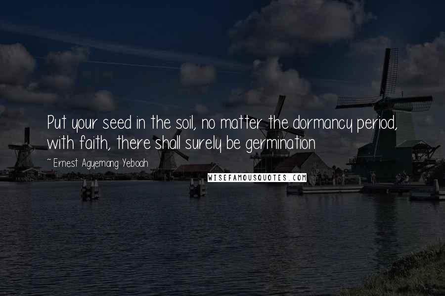 Ernest Agyemang Yeboah Quotes: Put your seed in the soil, no matter the dormancy period, with faith, there shall surely be germination