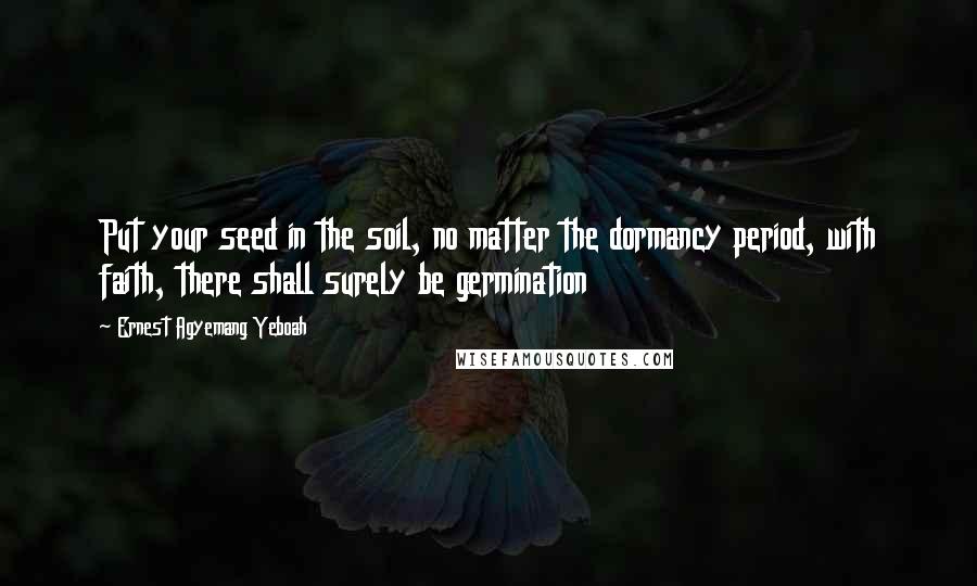 Ernest Agyemang Yeboah Quotes: Put your seed in the soil, no matter the dormancy period, with faith, there shall surely be germination