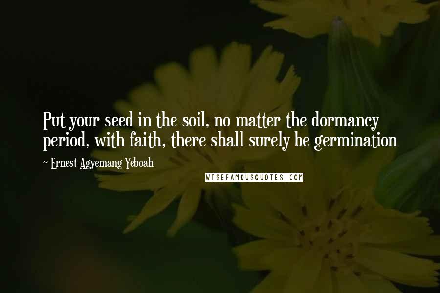 Ernest Agyemang Yeboah Quotes: Put your seed in the soil, no matter the dormancy period, with faith, there shall surely be germination