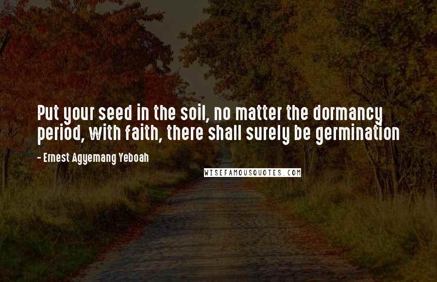 Ernest Agyemang Yeboah Quotes: Put your seed in the soil, no matter the dormancy period, with faith, there shall surely be germination