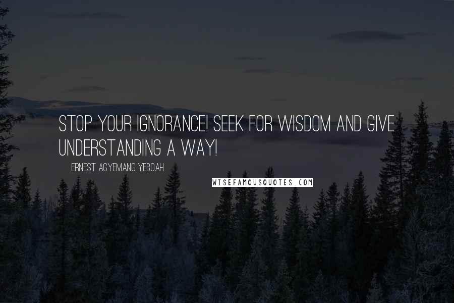 Ernest Agyemang Yeboah Quotes: Stop your ignorance! Seek for wisdom and give understanding a way!