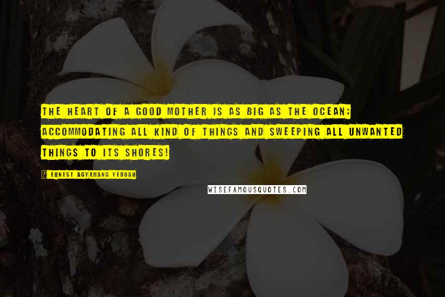 Ernest Agyemang Yeboah Quotes: The heart of a good mother is as big as the ocean; accommodating all kind of things and sweeping all unwanted things to its shores!