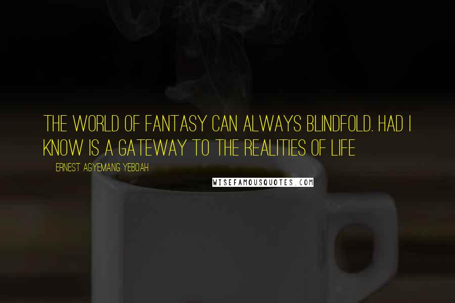 Ernest Agyemang Yeboah Quotes: The world of fantasy can always blindfold. Had I know is a gateway to the realities of life