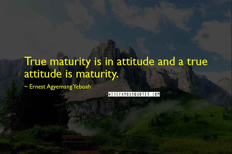 Ernest Agyemang Yeboah Quotes: True maturity is in attitude and a true attitude is maturity.