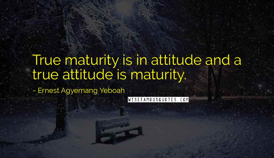 Ernest Agyemang Yeboah Quotes: True maturity is in attitude and a true attitude is maturity.