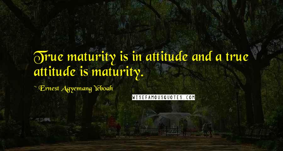 Ernest Agyemang Yeboah Quotes: True maturity is in attitude and a true attitude is maturity.