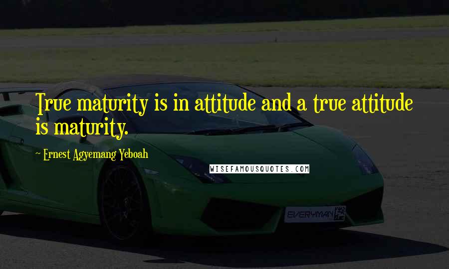 Ernest Agyemang Yeboah Quotes: True maturity is in attitude and a true attitude is maturity.