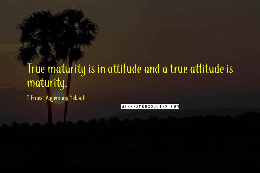 Ernest Agyemang Yeboah Quotes: True maturity is in attitude and a true attitude is maturity.