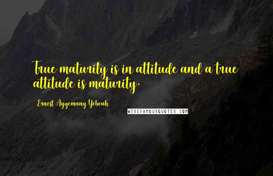 Ernest Agyemang Yeboah Quotes: True maturity is in attitude and a true attitude is maturity.