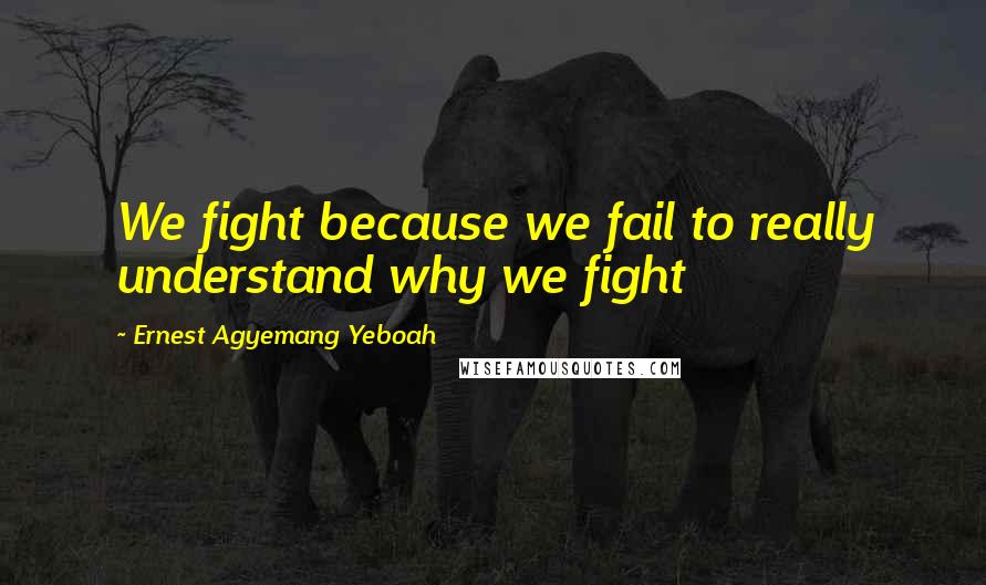 Ernest Agyemang Yeboah Quotes: We fight because we fail to really understand why we fight